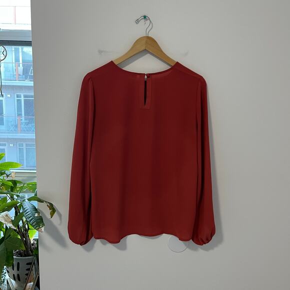 Loft Orange Long Sleeve Blouse Size Small - Picture 7 of 7